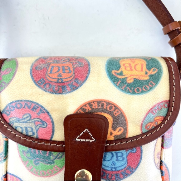 DOONEY & BOURKE Multicolor Coded Canvas Brown Leather Trim Convertible Crossbody - Picture 15 of 16